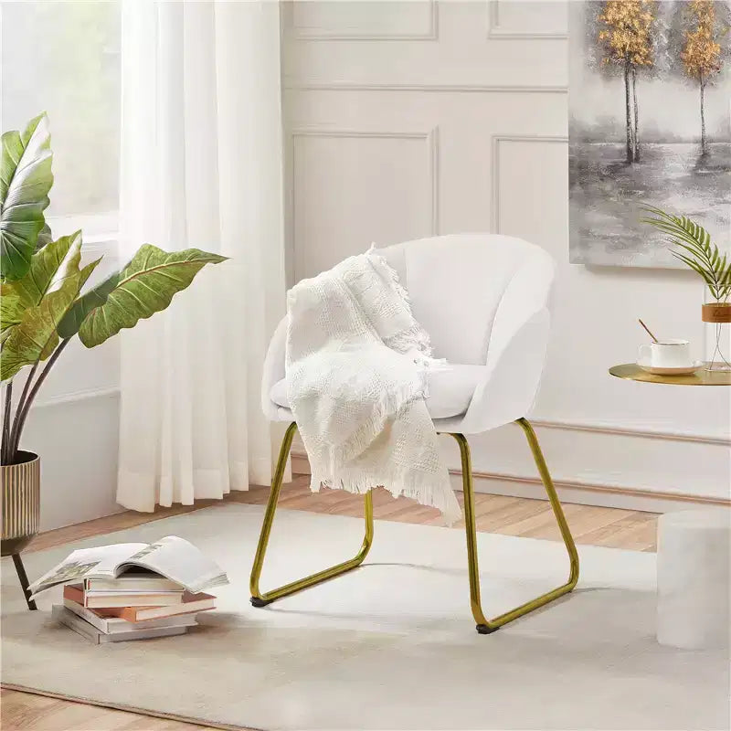 Velvet Armchair Accent Chair with Gold Metal Legs for Living Room/Bedroom