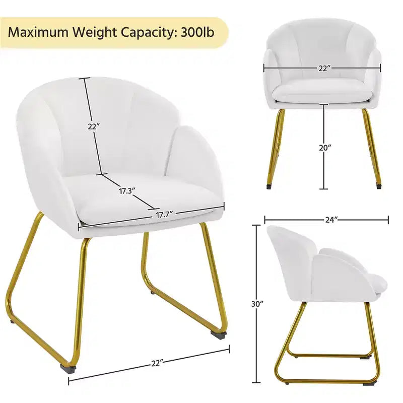 Velvet Armchair Accent Chair with Gold Metal Legs for Living Room/Bedroom