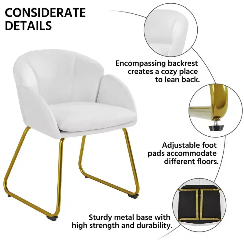 Velvet Armchair Accent Chair with Gold Metal Legs for Living Room/Bedroom