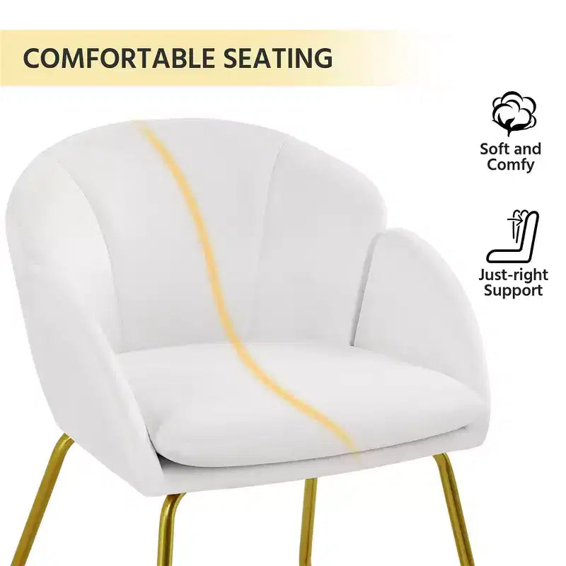 Velvet Armchair Accent Chair with Gold Metal Legs for Living Room/Bedroom