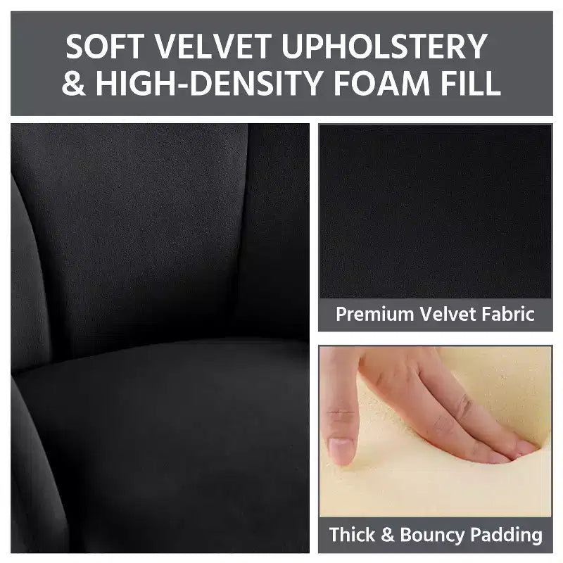 Velvet Armchair Accent Chair with Gold Metal Legs for Living Room/Bedroom