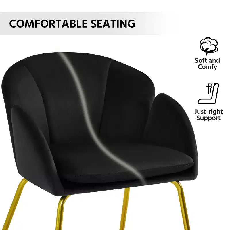 Velvet Armchair Accent Chair with Gold Metal Legs for Living Room/Bedroom