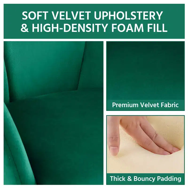 Velvet Armchair Accent Chair with Gold Metal Legs for Living Room/Bedroom