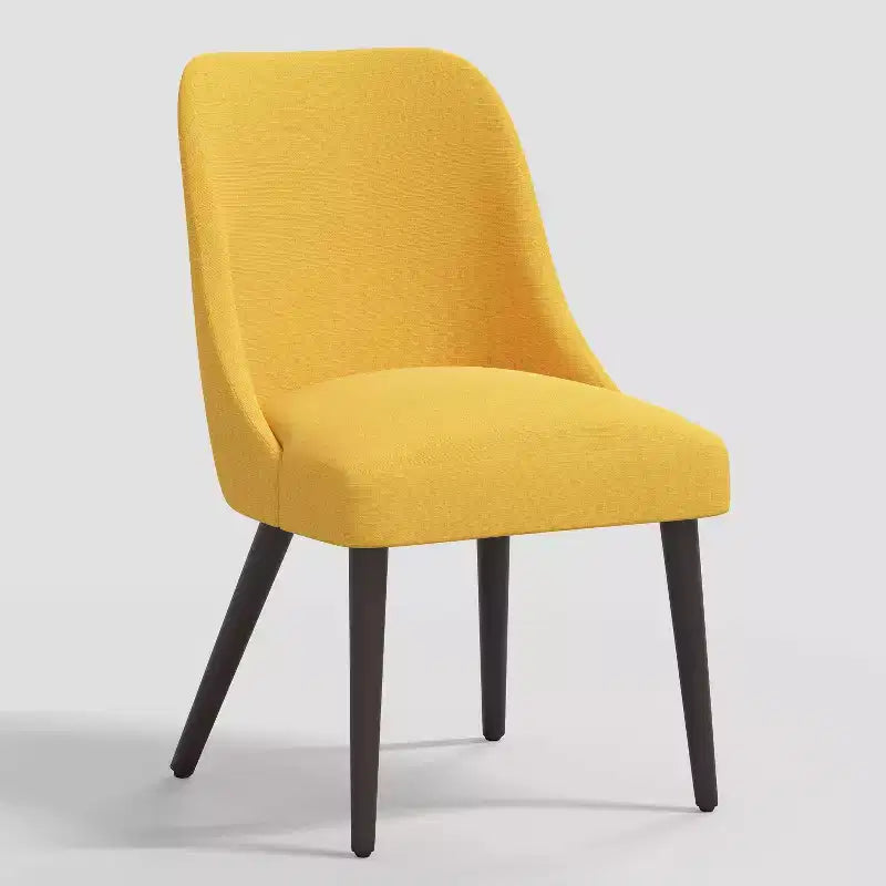 Modern Dining Chair in Linen, Armless, Espresso Legs, 250 lb Capacity