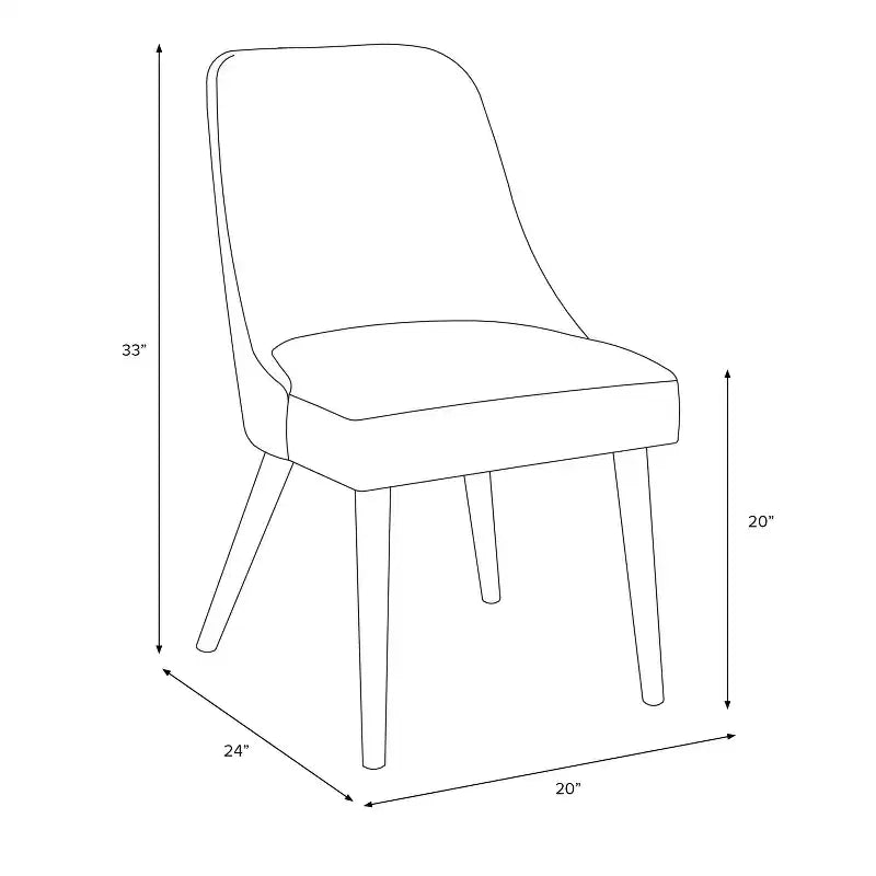 Modern Dining Chair in Linen, Armless, Espresso Legs, 250 lb Capacity