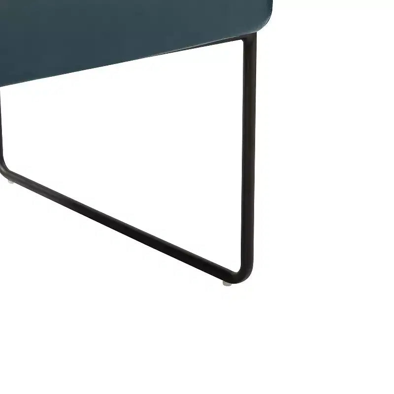 Modern Leather Accent Armchair with Metal Base and Round Wood Arms