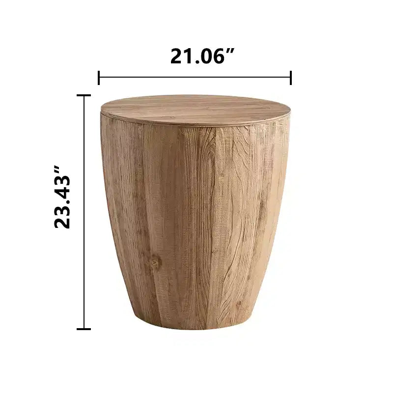 Rustic Solid Wood Round Coffee Table, Barrel Style with Storage, Natural