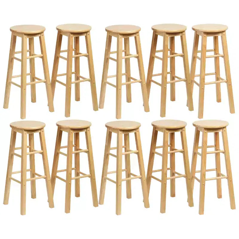 PJ Wood Classic Round Seat 29 Tall Kitchen Counter Stools, Natural (Set of 10)