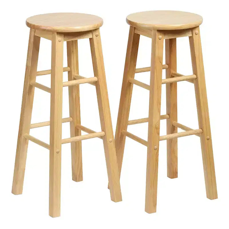 Classic Round Seat 29" Tall Kitchen Counter Stools, Natural, Set of 10