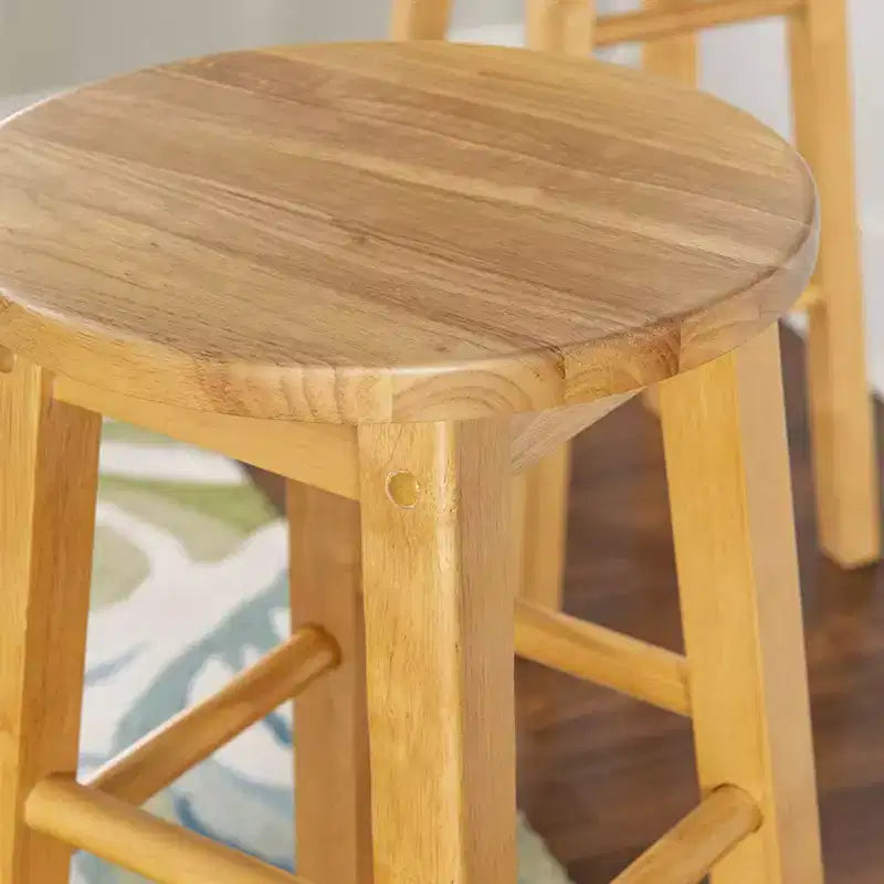 Classic Round Seat 29" Tall Kitchen Counter Stools, Natural, Set of 10